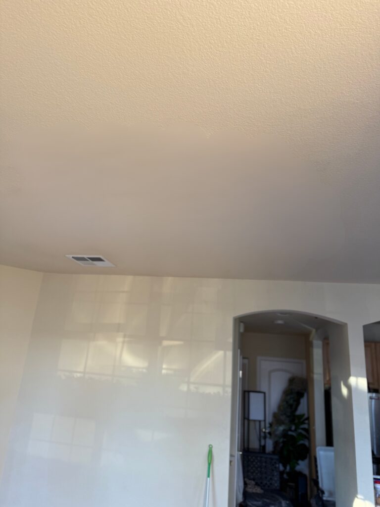 Finished drywall ceiling repair and fresh white paint San Jose