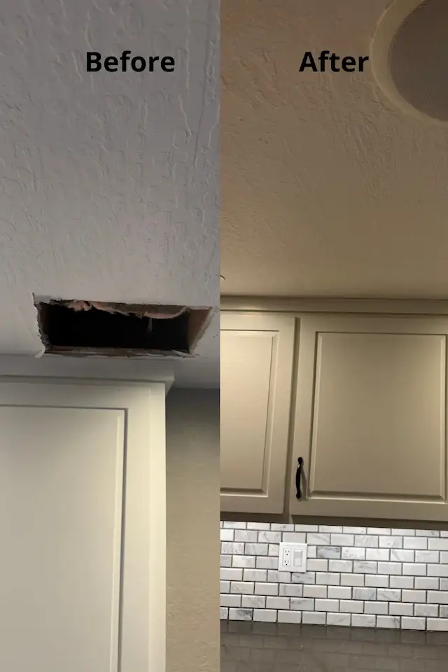 Seamless ceiling drywall repair and texture matching in San Jose