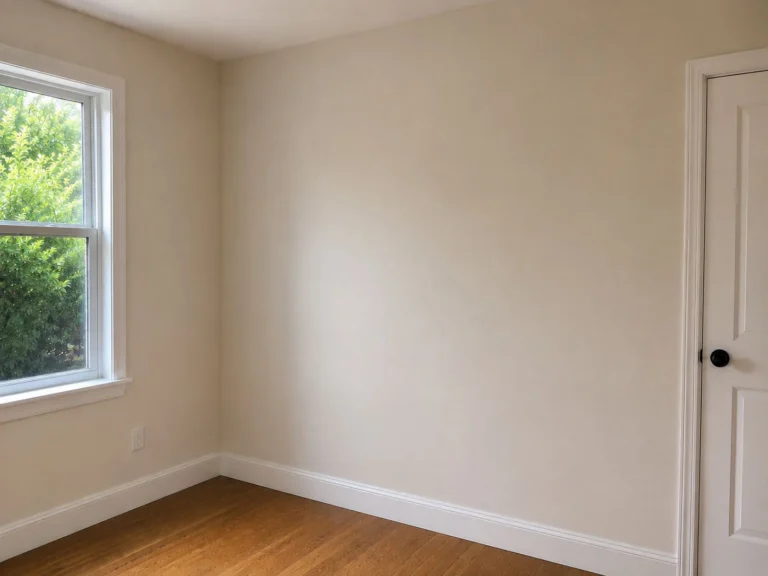 A fully replaced and repainted bedroom, ready to move back in.