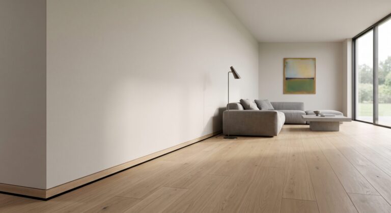 Flush baseboard drywall detail with hidden shadow gap in a modern home, San Jose